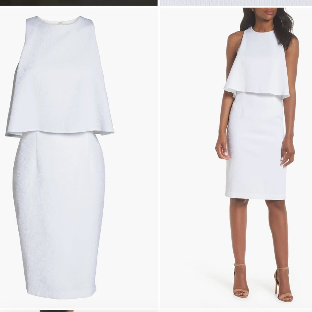 Chelsea28 Popover Crop Sheath Dress - Color: White Size:8